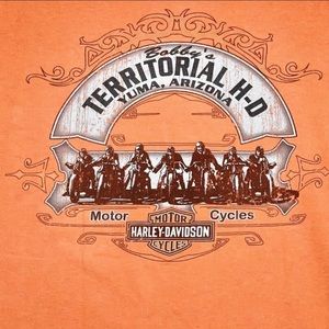Harley Davidson Bobby's Territorial Yuma Arizona Orange Mens MShort Sleeve Shirt